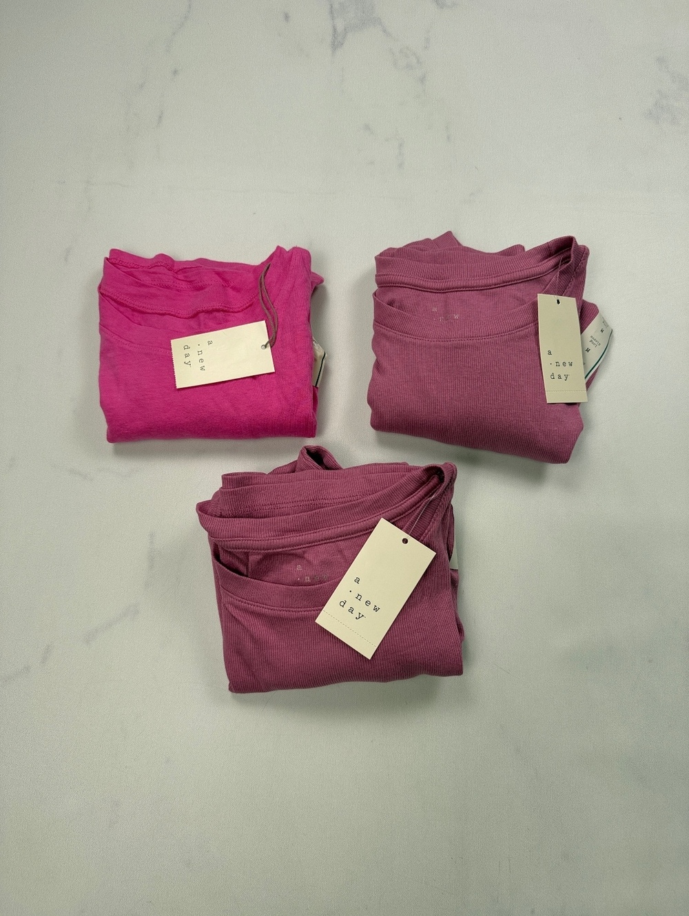 A New Day Long Sleeve T Shirt Pink Current Statement Style Lot of 3- Women M